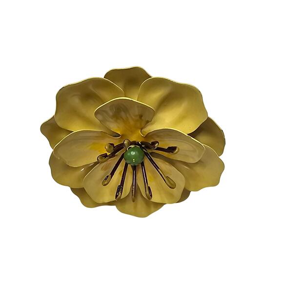 VTG Set of 6 Country French Toleware Painted Yellow Metal Napkin Rings - Picture 6 of 7